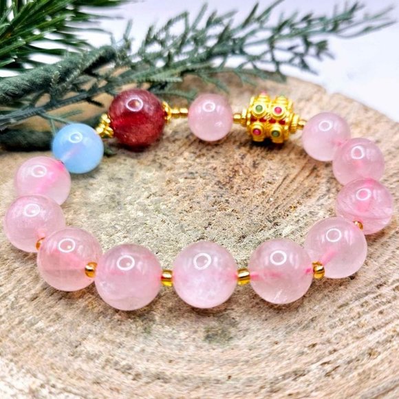 Beautiful Mixed Nature Crystals Tourmaline Blessing Charm Wheel Bracelet - Picture 6 of 10